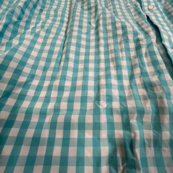 Men's Lands End Casual Button Down Shirt, Blue Gingham, Size XL - Picture 2 of 5